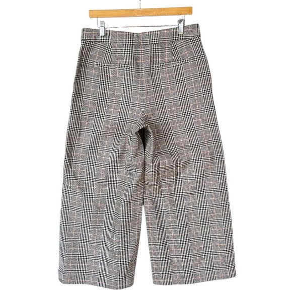 Loft Curvy Glen Plaid High Rise Wide Leg Crop Trouser Pants Size 8 - Picture 4 of 8